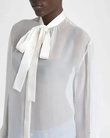 Dolce & Gabbana Chiffon Button Down Neck-Tie Blouse | Thumbnail 5
