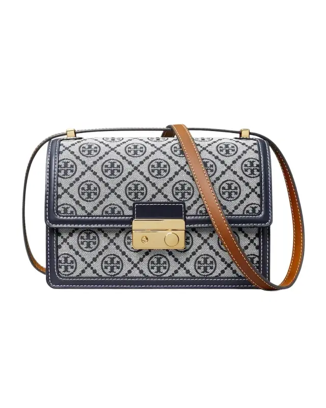 Tory Burch T Monogram Flap Canvas Shoulder Bag
