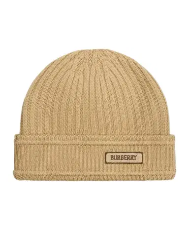 Burberry Men's Ribbed Wool Logo Beanie Hat | Thumbnail 1