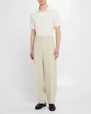 Saint Laurent Men's Pleated Wool-Silk Trousers | Thumbnail 2 Saint Laurent Men's Pleated Wool-Silk Trousers | Thumbnail 2