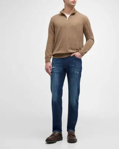 Kiton Men's Cashmere Quarter-Zip Sweater | Thumbnail 2