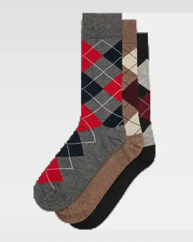 Neiman Marcus Men's Warm-Tone Argyle 3-Pack Crew Socks | Thumbnail 2 Neiman Marcus Men's Warm-Tone Argyle 3-Pack Crew Socks | Thumbnail 2