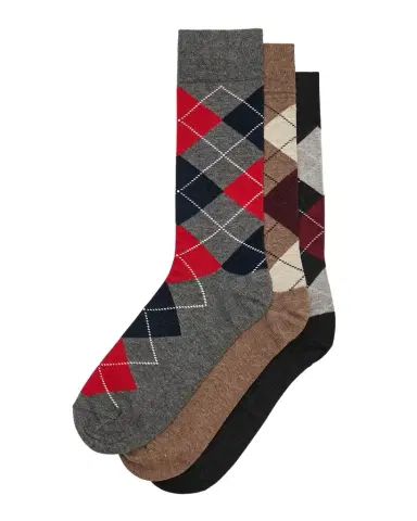 Neiman Marcus Men's Warm-Tone Argyle 3-Pack Crew Socks | Thumbnail 1 Neiman Marcus Men's Warm-Tone Argyle 3-Pack Crew Socks | Thumbnail 1