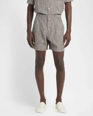 Bottega Veneta Men's Knotted Mini-Check Shorts | Thumbnail 2