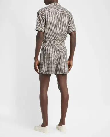 Bottega Veneta Men's Knotted Mini-Check Shorts | Thumbnail 3