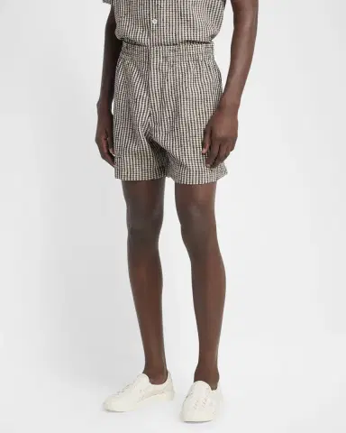 Bottega Veneta Men's Knotted Mini-Check Shorts | Thumbnail 4