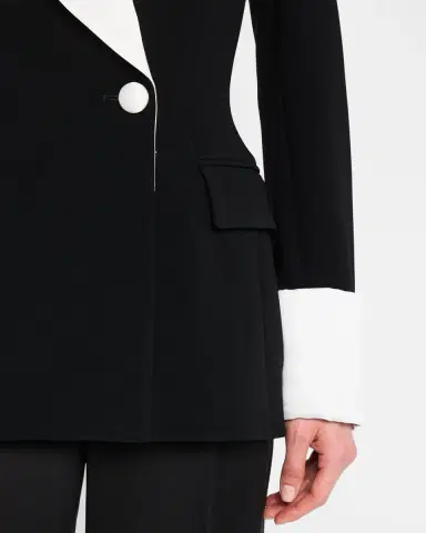 Sergio Hudson Silk Shawl-Lapel Combo Double-Breasted Blazer | Thumbnail 5 Sergio Hudson Silk Shawl-Lapel Combo Double-Breasted Blazer | Thumbnail 5