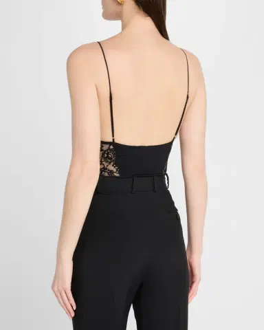 Saint Laurent Lace V-Neck Bodysuit | Thumbnail 2