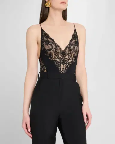 Saint Laurent Lace V-Neck Bodysuit | Thumbnail 3
