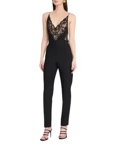 Saint Laurent Lace V-Neck Bodysuit | Thumbnail 1