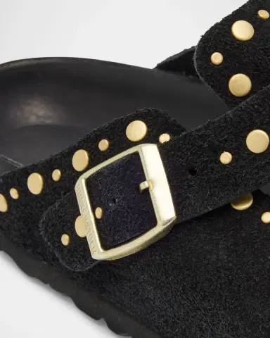 BIRKENSTOCK Boston Suede Stud Buckle Slide Clogs | Thumbnail 3