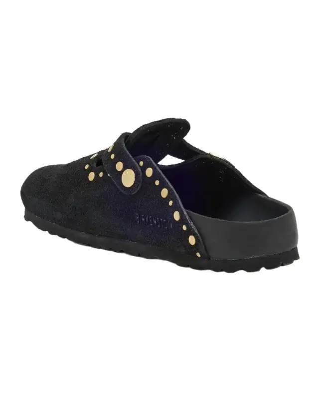 Boston Suede Stud Buckle Slide Clogs