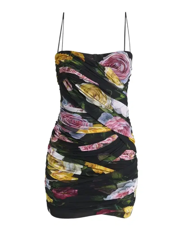 Peonie Rose Draped Tulle Mini Dress