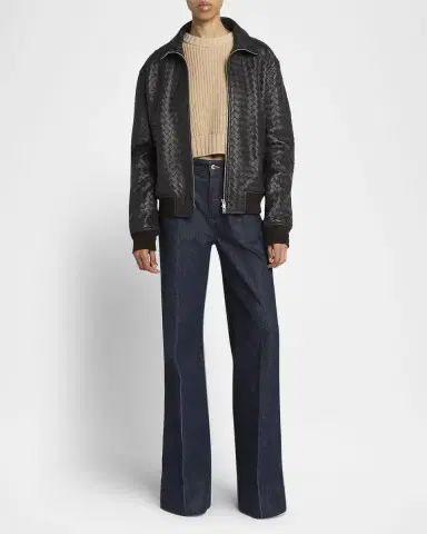 Bottega Veneta Intrecciato Leather Zipped Jacket | Thumbnail 2 Bottega Veneta Intrecciato Leather Zipped Jacket | Thumbnail 2