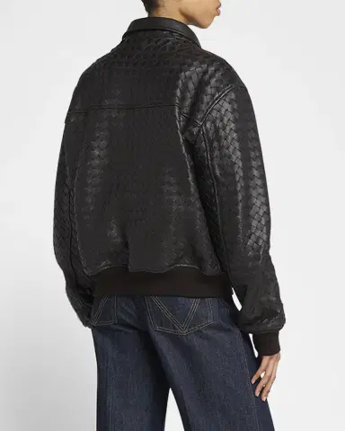 Bottega Veneta Intrecciato Leather Zipped Jacket | Thumbnail 3 Bottega Veneta Intrecciato Leather Zipped Jacket | Thumbnail 3