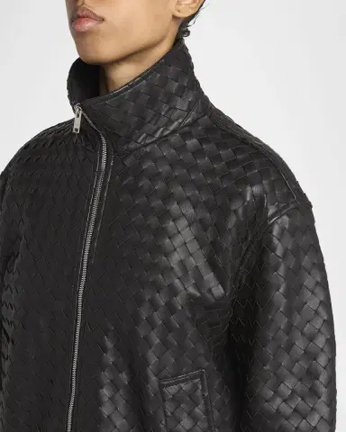 Bottega Veneta Intrecciato Leather Zipped Jacket | Thumbnail 5 Bottega Veneta Intrecciato Leather Zipped Jacket | Thumbnail 5