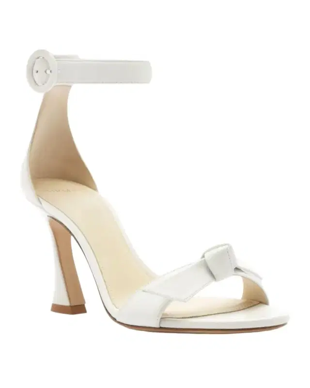 Clarita Leather Bow Ankle-Strap Sandals