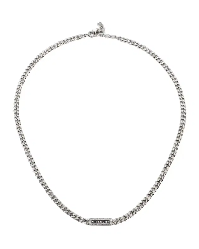 Men 's ID Logo and Crystals Necklace