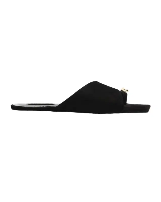 Schutz Jodies Golden Toe-Post Suede Flat Sandals