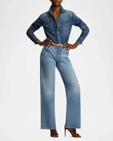Ralph Lauren Collection Mercer Relaxed Wide-Leg Jeans | Thumbnail 2 Ralph Lauren Collection Mercer Relaxed Wide-Leg Jeans | Thumbnail 2