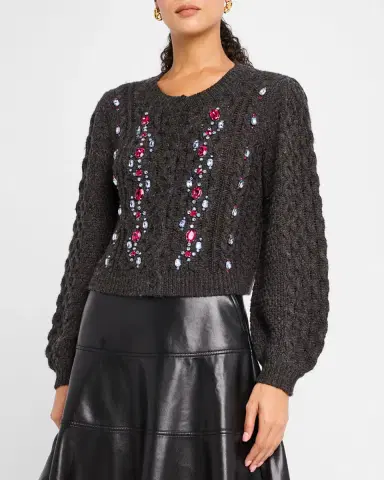 Cinq à Sept Joelle Embellished Cable-Knit Cardigan | Thumbnail 4 Cinq à Sept Joelle Embellished Cable-Knit Cardigan | Thumbnail 4