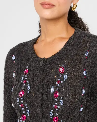 Cinq à Sept Joelle Embellished Cable-Knit Cardigan | Thumbnail 5 Cinq à Sept Joelle Embellished Cable-Knit Cardigan | Thumbnail 5