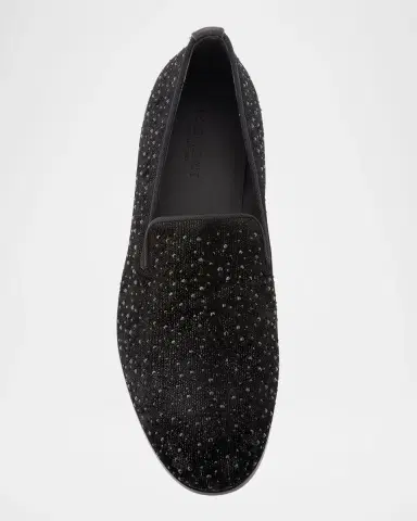 Giorgio Armani Men 's Velvet Studded Loafers | Thumbnail 5