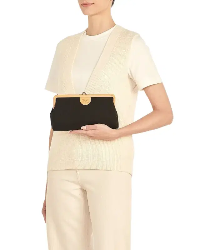 Manuela Frame Canvas Clutch Bag