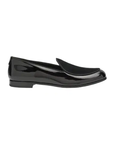Giorgio Armani Men's Leather and Velvet Loafers | Thumbnail 1