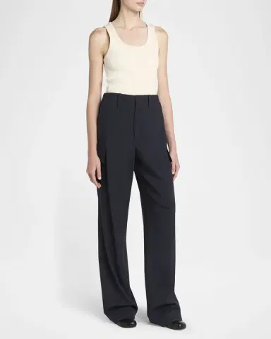 Bottega Veneta Cargo Fine Wool Wide Leg Trousers | Thumbnail 2