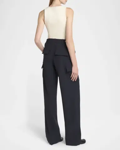 Bottega Veneta Cargo Fine Wool Wide Leg Trousers | Thumbnail 3