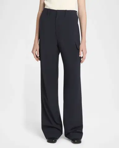 Bottega Veneta Cargo Fine Wool Wide Leg Trousers | Thumbnail 4