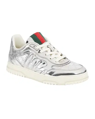 Gucci Men's Re-Web Mirror Leather Low-Top Sneakers | Thumbnail 1 Gucci Men's Re-Web Mirror Leather Low-Top Sneakers | Thumbnail 1