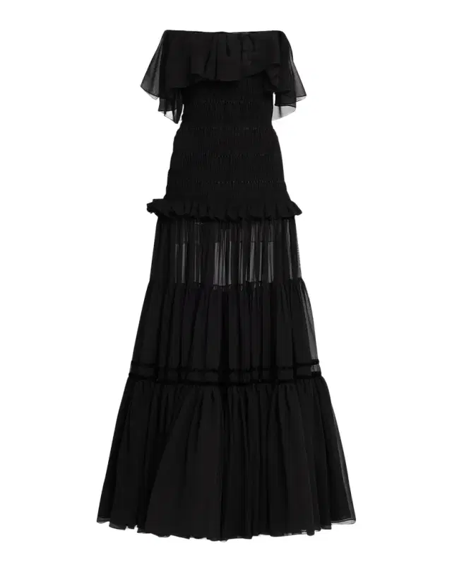 Strapless Ruffle Tiered Maxi Dress