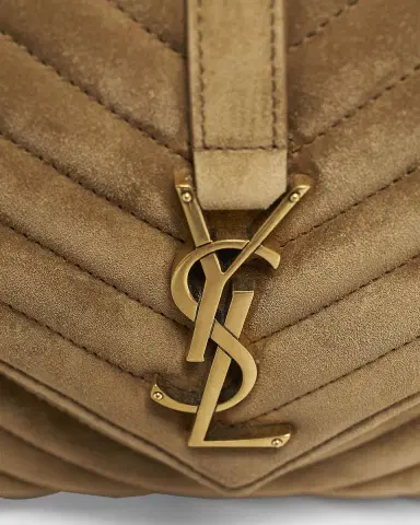 Saint Laurent College Medium Flap YSL Shoulder Bag in Quilted Suede | Thumbnail 7 Saint Laurent College Medium Flap YSL Shoulder Bag in Quilted Suede | Thumbnail 7