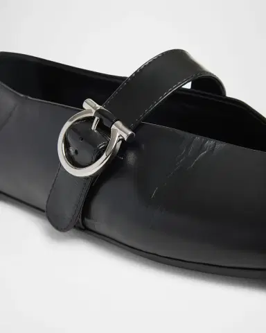 Ferragamo Nena Leather Gancio Buckle Ballerina Flats | Thumbnail 3 Ferragamo Nena Leather Gancio Buckle Ballerina Flats | Thumbnail 3