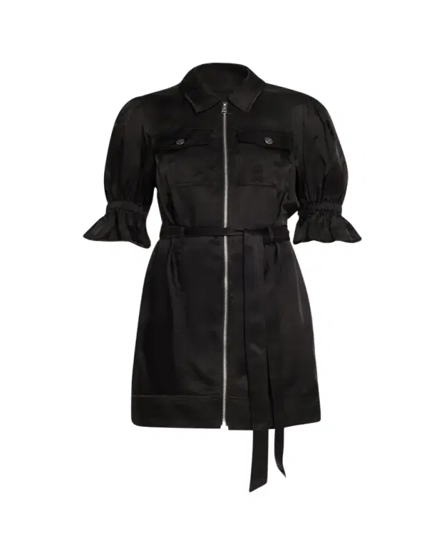 Cinq a Sept Holly Puff-Sleeve Zip-Front Mini Dress
