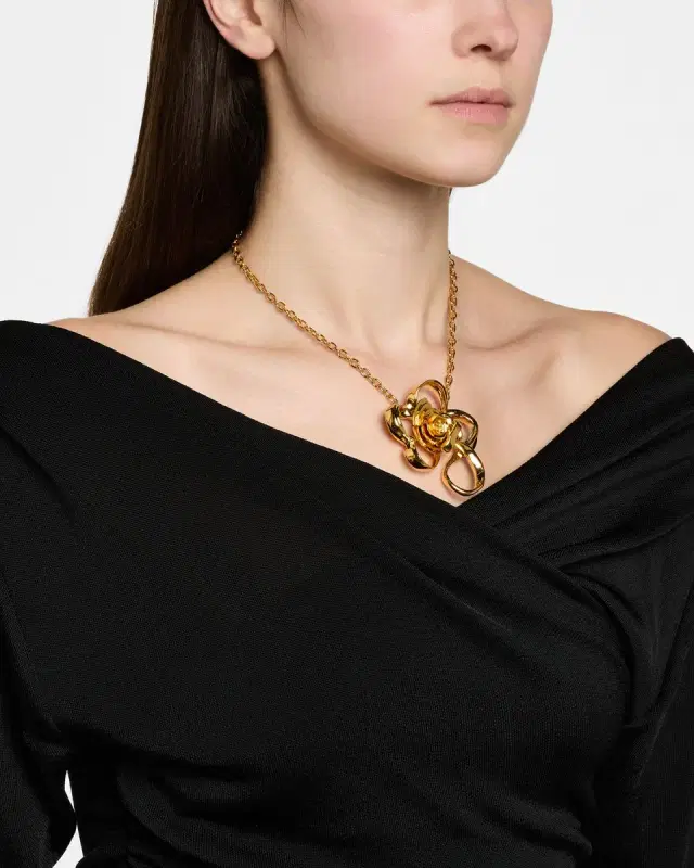 Large Geometric Rose Pendant Necklace