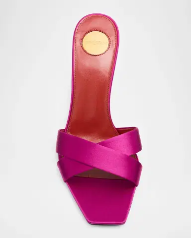 Saint Laurent 85mm Opyum YSL Satin Mule Sandals with Golden Hardware | Thumbnail 3 Saint Laurent 85mm Opyum YSL Satin Mule Sandals with Golden Hardware | Thumbnail 3