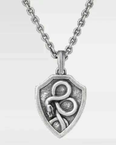 John Varvatos Men's Sterling Silver Snake Shield Pendant Necklace with Black Diamond Eye | Thumbnail 2