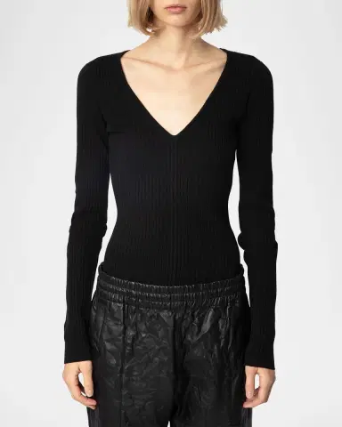 Zadig & Voltaire Syla Ribbed Merino Wool-Blend Sweater | Thumbnail 5 Zadig & Voltaire Syla Ribbed Merino Wool-Blend Sweater | Thumbnail 5