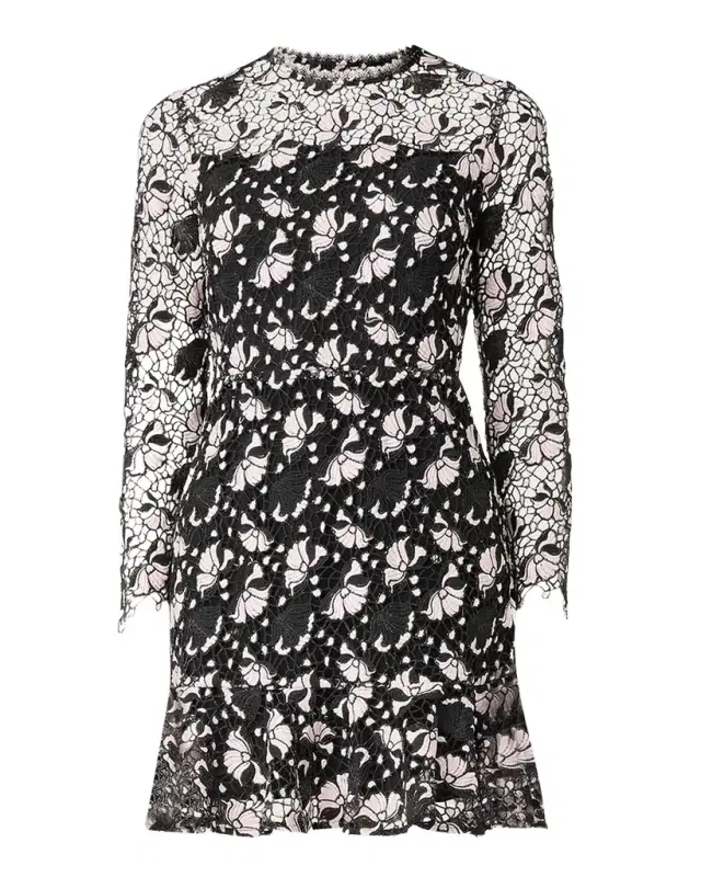 Gracie Two-Tone Floral Lace Mini Dress