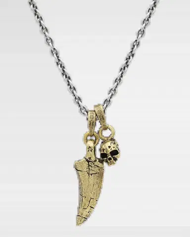 John Varvatos Men's T-Rex Tooth and Skull Pendant Necklace, 24"L | Thumbnail 2