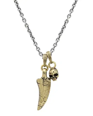 John Varvatos Men's T-Rex Tooth and Skull Pendant Necklace, 24"L | Thumbnail 1