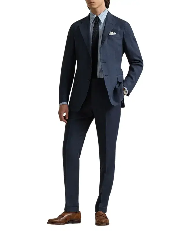 Men 's Flat-Front Linen Trousers