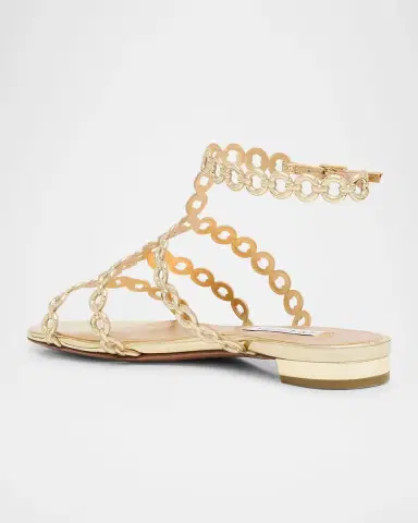 Aquazzura Infinity Metallic Chain T-Strap Sandals | Thumbnail 2