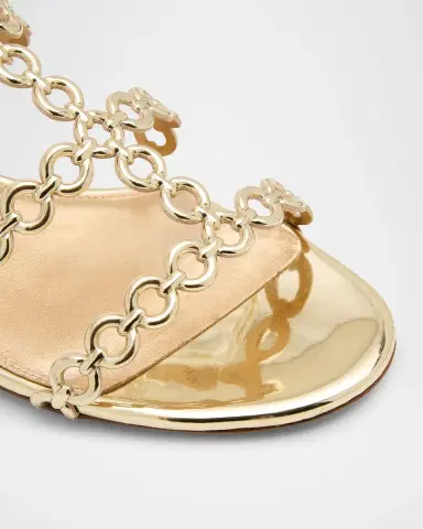 Aquazzura Infinity Metallic Chain T-Strap Sandals | Thumbnail 3