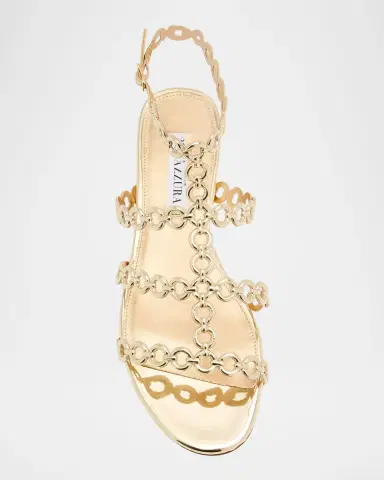 Aquazzura Infinity Metallic Chain T-Strap Sandals | Thumbnail 4