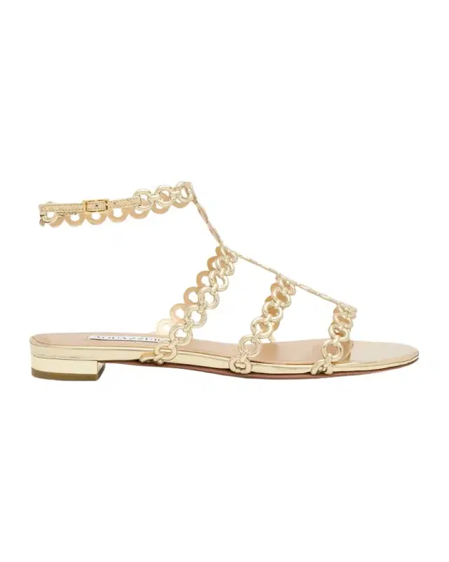 Infinity Metallic Chain T-Strap Sandals
