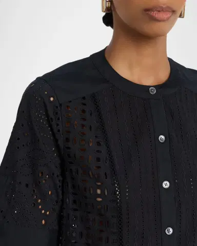 Veronica Beard Dara Short-Sleeve Cotton Eyelet Mini Dress | Thumbnail 5 Veronica Beard Dara Short-Sleeve Cotton Eyelet Mini Dress | Thumbnail 5